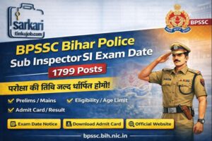 BPSSC Bihar Police Sub Inspector SI Exam Date 2025 – 1799 Post