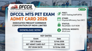 DFCCIL MTS PET Admit Card 2026 Out: Download Hall Ticket Now!DFCCIL MTS PET Admit Card 2026 Out: Download Hall Ticket Now!
