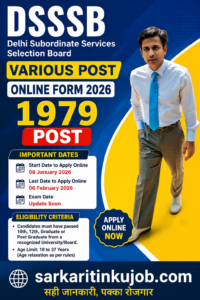 DSSSB Various Post 2026 में 1979 पदों पर आवेदन करें। योग्यता...     │